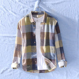 Riolio Cotton Linen Casual Plaid Shirts for Men Long Sleeve Tops Male Loose Turn-down Collar Fashion Clothing Trends