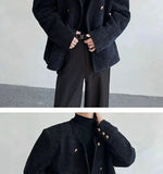 Riolio American Elegant Blazer Coat Autumn Winter High-end Wool Suit Men's Korean Style Loose Double-breasted Suit Vintage Jacket Chic
