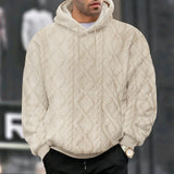 Riolio  Autumn and winter casual men's high street jacquard double-sided velvet hooded sports trend light and familiar sweater jacket