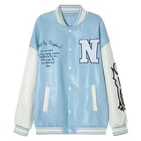Riolio American High Street Hiphop Embroidered Baseball Uniform Men Women Spring Autumn Vintage Retro Trend PU Leather Jacket Chic
