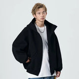 Riolio Hooded Cardigan Sweatirt Loose Casual Double Zipper Jaet for Teens Spring Autumn Seasonal Polyester Fiber Fce Lined