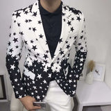 Riolio Star Print Slim Fit Blazers 2024 New Men's Club Dress Groom Tuxedo Men's Formal Wedding Prom Suit Jacket Brand Costume Homme