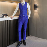 Riolio Two-pieces Male Formal Business Solid Suit for Men's Fashion Boutique Slim Fit White Purple Wedding Dress Suits ( Vest + Pants )