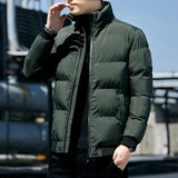 Riolio New Solid Stand Collar Male Windbreak Cotton Padded Down Jacket Warm Thick Men Parka Winter Casual Mens Outwear