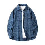 Riolio Lapel Collar Casual Shirt Jacket Retro Plaid Tie-dye Men's Cotton Shirt Coat Long Sleeve Casual Single Breasted 5Colors