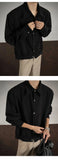 Riolio  Shirt men Korean Style Loose Fit Square Neck Plain Color Long Sleeve Shirt Man Autumn New Trendy Youth Dance Shirts Oversized