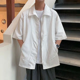 Riolio  Summer Bright Thread Splicing Short-sleeved Shirt for Men Double Zippered Cardigan