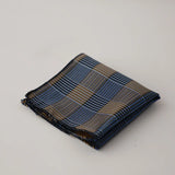 Riolio  24cm Korean Striped Plaid Pocket Square Men Young Boys Brown Casual Handkerchief Scarf Personalized Versatile Suit Pocket Towel