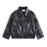 Riolio  Men Pu Jacket Motorcycle Biker Straps Metal Pu Jacket Streetwear Fashion Versatile Trendy Casual Long-Sleeve Tops Men'S Clothing