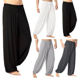 Riolio Men's Harem Pants Solid Color Yoga Pants Morning Exercise Tai Chi Pants Casual Wide Leg Pants Long Pants Harem Pants Male Slacks