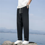 Riolio Summer Men's Trousers Cotton Thin Soft Linen Fashion Casual Pants Solid Color Breathable Loose Straight Pants Streetwear