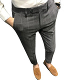 Riolio Spring Men Pants Korean Slim Fit Men Casual Ankle Length Pants Streetwear Men High Quality Black Gray Dress Suit Pant Man