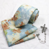 Riolio  3pcs Neck Ties Set Winter Style Floral Necktie For Men Women Pocket Square Daily Wear Brooches Wedding Groom Tuxedo Accessories