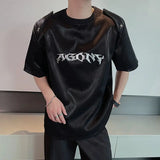 Riolio Summer High Street Men and Women Trendy Personalized Letter Printed Round Neck Short Sleeve Couple Harajuku Casual T-shirt Top