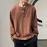 Riolio  Big Size Unicolor T Shirts for Men Baggy Pullover Plain Oversize Male Clothes Long Sleeve Tops Polyester It Elasticity Japan Y2k
