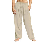 Riolio  New Men's Cotton Linen Loose Pants Male Summer Casual Solid Color Pants trousers Plus Size S-3XL