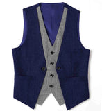 Riolio  Men's Suits Vest V Neck Fake Two Pieces Herringbone Wool Business Fashion Style Formal Men's Waiscoat For Wedding