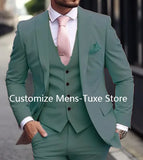 Riolio Pink Luxury Men's Suits Terno Formal Outfits 3 Piece Jacket Pants With Vest Slim Fit Luxury Costume Homme Formal Occasion Terno