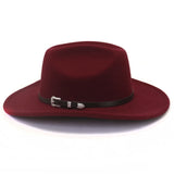 Riolio  Vintage Western Cowboy Hat with Black Belt Men's Felt Fedora Hat Women Jazz Cowgirl Cap Cloche Church Sombrero Hombre Caps