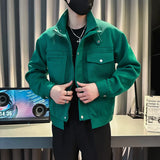 Riolio Spring Autumn Men's ort Jaet 2025 Trendy Brand High-End Striped Stand Collar Workwear Coat Youth Faion Outerwear