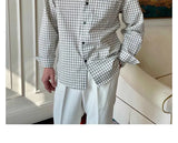 Riolio  New American Retro Men Shirts Light Luxury Textured Lapel Plaid Long Sleeve Cardigan Leisure Trendy Premium Check Blouse M-2XL