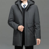Riolio Business Men Thick Winter Big Hood Collar Warm Parka Waterproof Windproof NEW -40 Degrees Top Quality White Duck Down Jacket Men