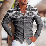 Riolio Men's Vintage Casual Long Sleeved Blouse Men Slim Dress Flower Social Retro Shirt Tops Loose Man Clothing Camisas Designer Cadiz