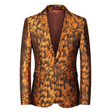 Riolio Fashion New Men's Casual Boutique Business Wedding Host Slim Bronzing Suit Flower Jacket Dress Blazers Coat