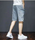 Riolio  Men Denim Summer Thin Elastic 55-point Trend Korean Versatile Casual Pants