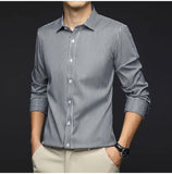 Riolio  Smart Casual Autumn Winter New Shirts Men Lapel Striped Single Breasted Korean Trend Fashion All-match Slim Long Sleeve Tops