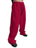 Riolio  Men Drawstring Waist Loose Straight Leg Wide Leg Sports Sweatpants With Pockets