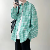 Riolio 4 Colors Plaid Men Blouses Harajuku Checked Shirts Men High Quality Autumn New Oversize Streetwear Retro Men's Handsome Shirt