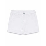 Riolio  Men's Solid White Stretch Denim Shorts Slim Fit Rolled Cuff Casual Jean Shorts for Summer