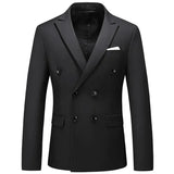 Riolio Fashion New Men's Casual Boutique Business Solid Color Double Breasted Suit Jacket Blazers Coat