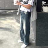 Riolio Autumn New Chic Men Straight Jeans Light Luxury Stylish Vintage Denim Pants Korean Style Urban Fashion Leisure Washing Trousers