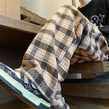 Riolio Green Plaid Pants Men Harajuku Winter Wide Leg Checked Trousers Male Oversize Big Size Casual Sweatpants Streetwear 8XL