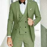 Riolio  Formal Elegant Men Suit Slim Fit 3 Piece Blazer Vest Pants Sets Tuxedo Set for Wedding Double Breasted Notched Lapel Men Suit