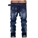 Riolio  New Men's Ripped Vintage Jeans Straight Denim Trousers Male Distressed Personalized Motorcycle High Street Spliced Jeans Pants