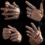 Riolio Gothic Skeleton Unisex Ring Set Punk Grunge Butterfly Frog Woman Man Jewelry Hip Hop Party Street Ring Accessories New Gift