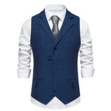 Suit Vest for Men Herringbone Tweed Suit Vest Business Formal Dress Vests Slim Fit Tailored Collar Waistcoat