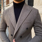 Riolio  New Vintage Men's Suit 2 Pieces Business Formal Casual Double Breasted Slim Fit Suits Party Wedding Dress Costume Male Suit