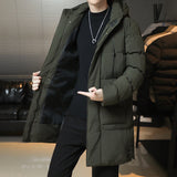 Riolio Slim Fit Jackets Winter Jackets For Men Hooded Casual Long Cotton Jackets Thicker Warm Parkas New Male Outwear Winter Coats