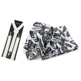 Riolio  Men's High Quality 6.5cm Floral Leaves Cotton Tie Handkerchief Suspender Set Novel Gentleman Artistic Wedding Accessories Gifts