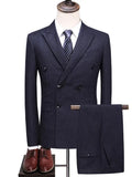 Riolio  S-7XL Autumn Style Suits Double-breasted Slim Men's Suits Striped Business Professional Casual Formal 2piece Set Groom Wedding