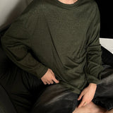 Riolio  Autumn Laid-back Style Draping Men's T-shirt Luxury Korean Popular O Neck Long Sleeve Tees Leisure Loose Lightweight Basic Shirt