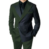 Riolio  Luxury Men's  Striped Suits Slim Fit Peak Lapel 2 Pieces Blazer and Pants Set for Wedding Prom  Evening Party