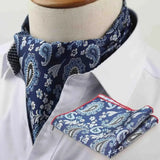 Riolio  Polyester Cravat Pocket Square Set Formal Necktie Handkerchief Ascot Self Tie Polka Dot Paisley Design Gentleman Necktie Gifts