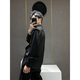 Riolio  New Men's Long-sleeved Patchwork Suspender Shirt Loose Casual Shirt Y2K Solid Color Blouse Fashion Male Clothes