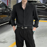 Riolio  Autumn New Hong Kong Style Stand Collar Long-sleeved Shirt Men's Handsome High-end Slim Fashion Brand Cardigan Suit