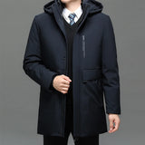 Riolio Business Men Thick Winter Big Hood Collar Warm Parka Waterproof Windproof NEW -40 Degrees Top Quality White Duck Down Jacket Men